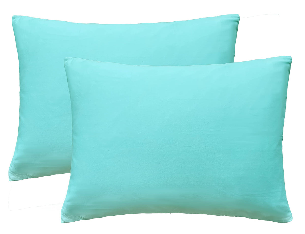 Imaylex Soft 100% Egyptian Cotton Zipper Closure Pillowcases, Cozy And Lightweight Pillow Case, Set Of 2, Cyan, Standard, 20' X
