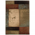 HomeRoots Polypropylene 10’ x 13’ Beige and Brown Floral Block Pattern Area Rug