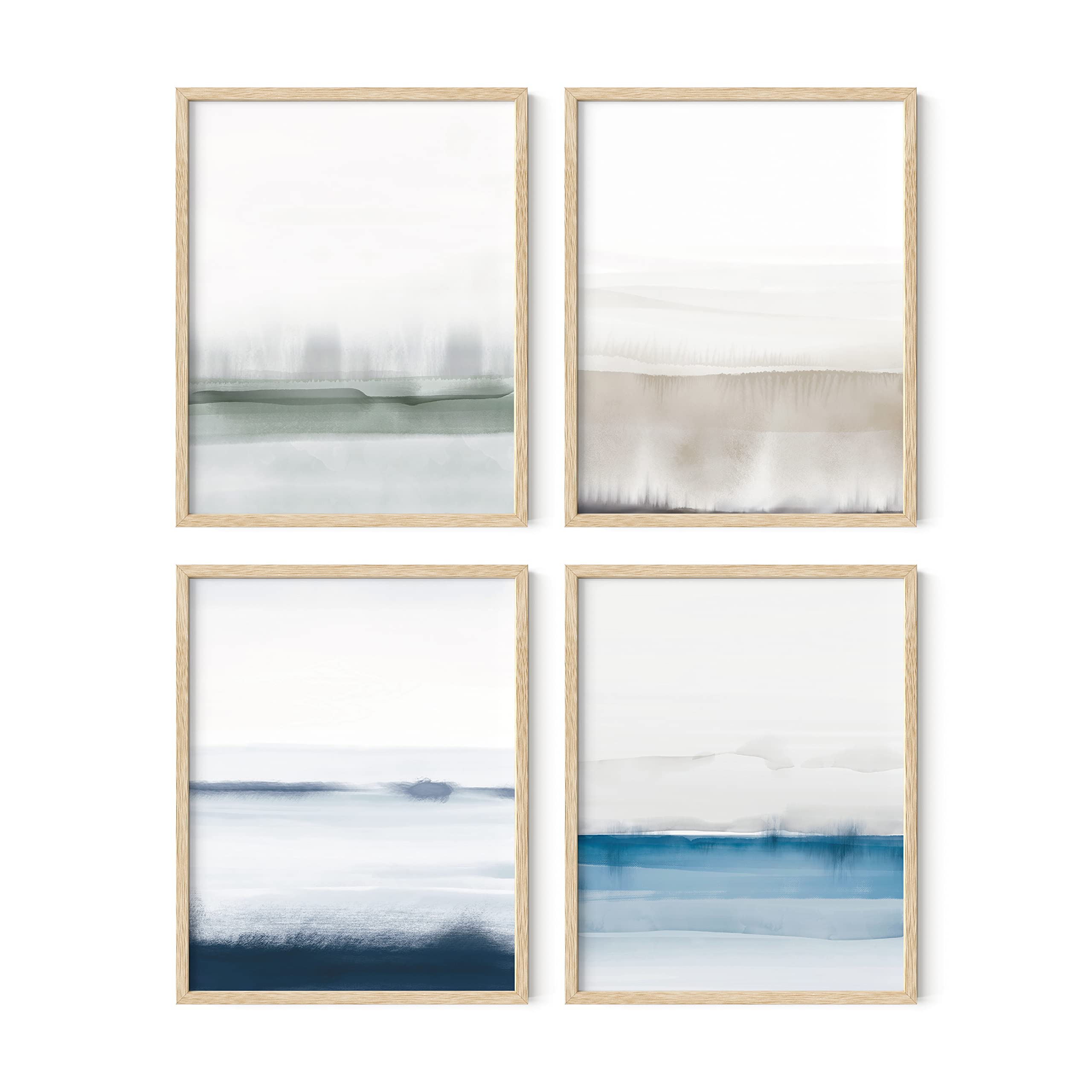 HAUS AND HUES Landscape Painting - Set of 4 Nature Posters, Abstract Painting, Poster Nature Landscape Art, Blue Artwork Nature,