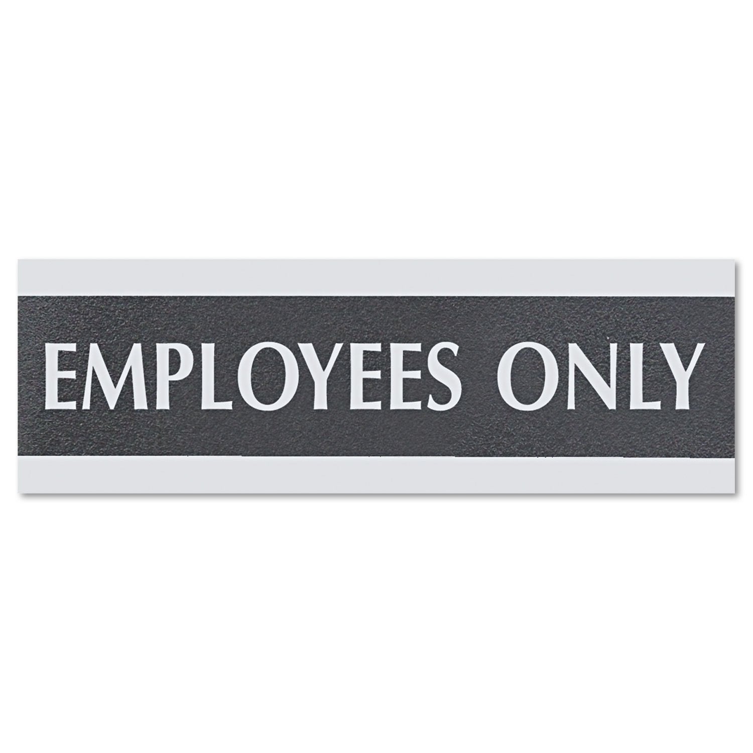 Headline Sign Century Series Office Sign, Employees Only' For Wall Door Or Countertop, 9' X 3', Black And Silver (4760)