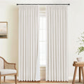 INOVADAY 100% Blackout Curtains for Bedroom, Pinch Pleated Linen Blackout Curtains 102 Inch Length 2 Panels Set, Thermal Room Da