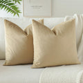 Otostar Decorative Throw Pillow Covers 16 X 16 Inch Soft Velvet Cushion Covers Solid Square Throw Pillow Cases For Couch Bed Home Sofa Car Decor Set Of 2 (Khaki)