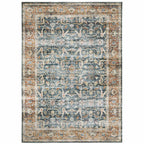 HomeRoots 510390 7 x 10 ft. Blue Rust Gold & Olive Oriental Printed Stain Resistant Non Skid Rectangle Area Rug
