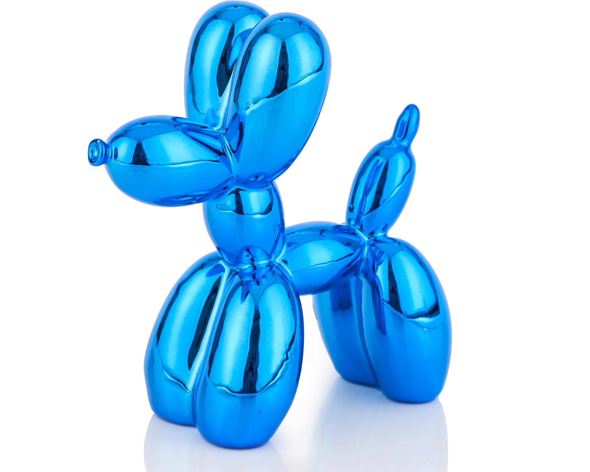 AMOIENSIS Shiny Balloon Dog Statue Decor, 4 inch Electroplate Blue Balloon Dog Animal Sculpture, Small Nick Nacks for Shelf Deco