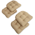 Blazing Needles Outdoor Spun Poly 19-Inch by 19-Inch by 5-Inch All Weather UV Resistant U-Shaped Cushions, Sandstone, Set of 4