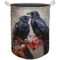 HKTZM Vintage Gothic Black Raven Crow Rose Floral Laundry Basket Waterproof Collapsible Laundry Hamper Dirty Clothes Storage Toy