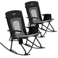 Portal Oversized Folding Rocking Camping Chair Portable Outdoor Rocker with High Back Hard Armrests Carry Bag, Supports 400 LBs,