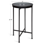 Kate And Laurel Celia Round Foldable Tray Accent Table, 14' X 14' X 25.75', Gray And Black, Modern Minimalist Design And Magnetic Tabletop