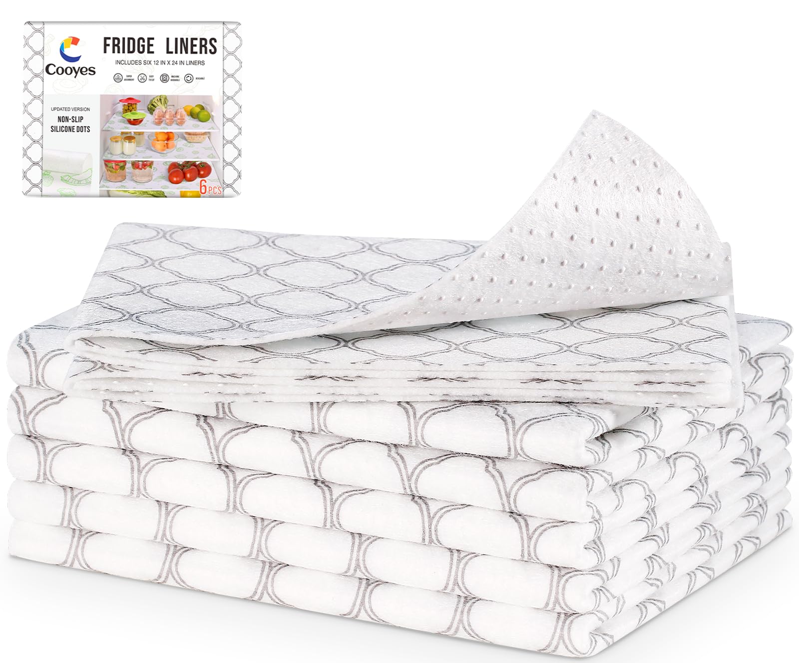 Cooyes Refrigerator Liners & Fresh mats for Fridge Drawer and Glass Shelves, Absorbent Cloth Material, Machine Washable, Shelf L