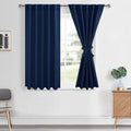Hiasan Short Navy Blue Curtains 54 inch Long, Light Blocking Thermal Insulated Rod Pocket & Back Tab Blackout Drapes Sewn with T
