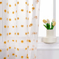 MYSKY HOME Short Curtains for Bedroom 54 Inches Long Burnt Orange Pom Pom White Sheer Curtains Kitchen Bathroom Nursery Boys Kid