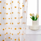MYSKY HOME Short Curtains for Bedroom 54 Inches Long Burnt Orange Pom Pom White Sheer Curtains Kitchen Bathroom Nursery Boys Kid