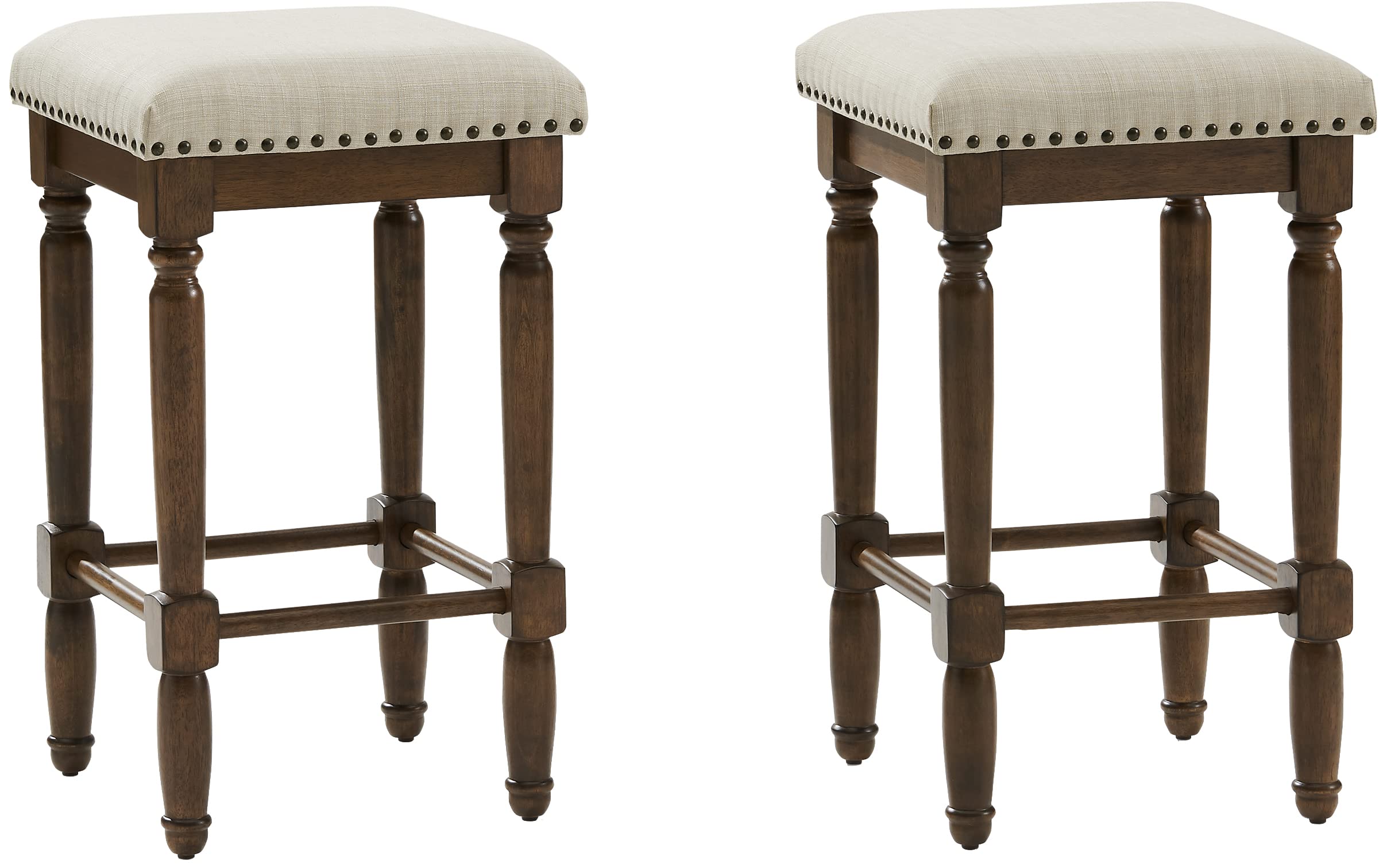 Crosley Furniture Aldrich Upholstered Square Seat Counter Stool (Set of 2), Oatmeal