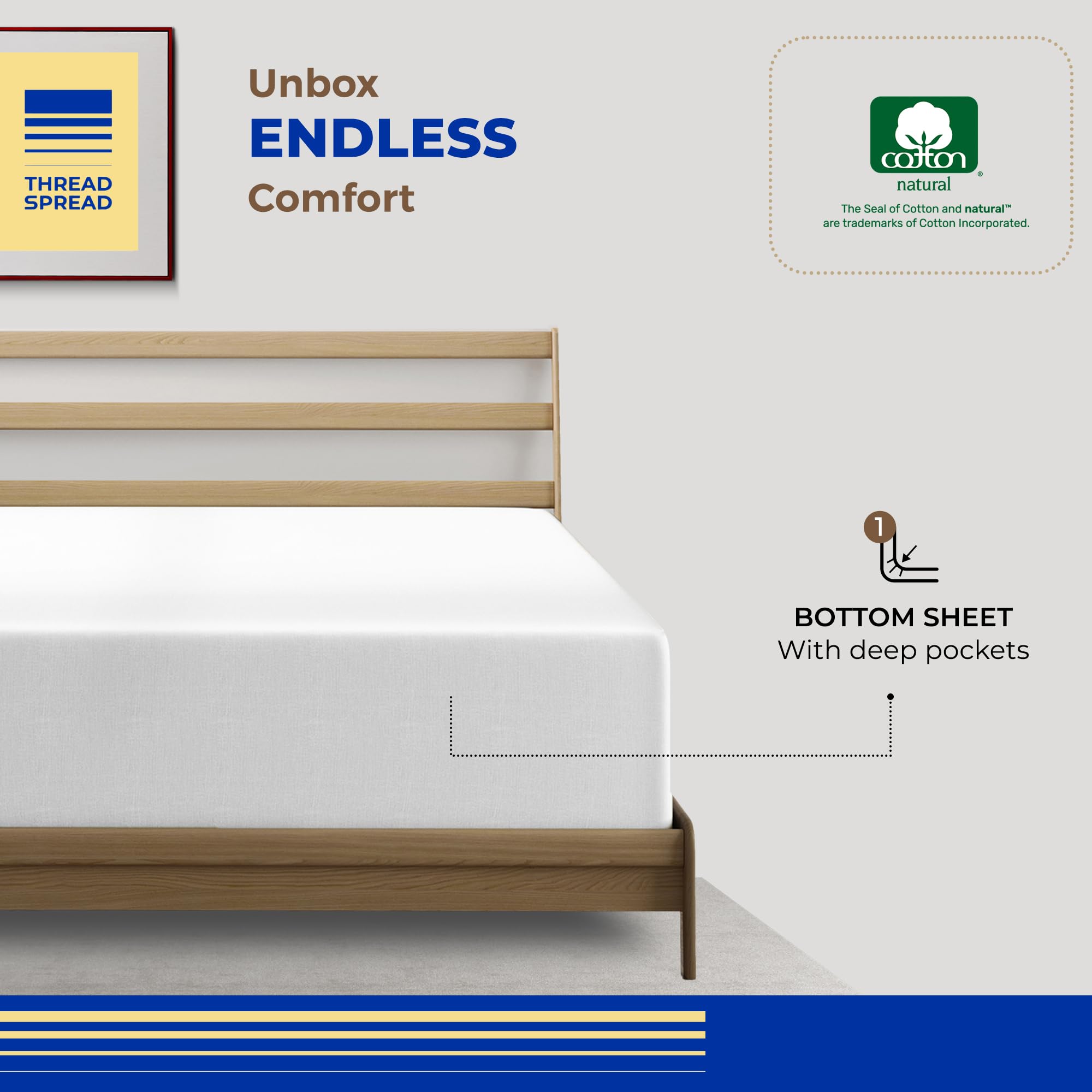 Egyptian Cotton Sateen Weave 1000 Thread Count Fitted Sheet Only Elastic All Around - Fits Mattress Upto 18 In By Thread Spread (1 Fitted Sheet - Full 15 In Deep, White)