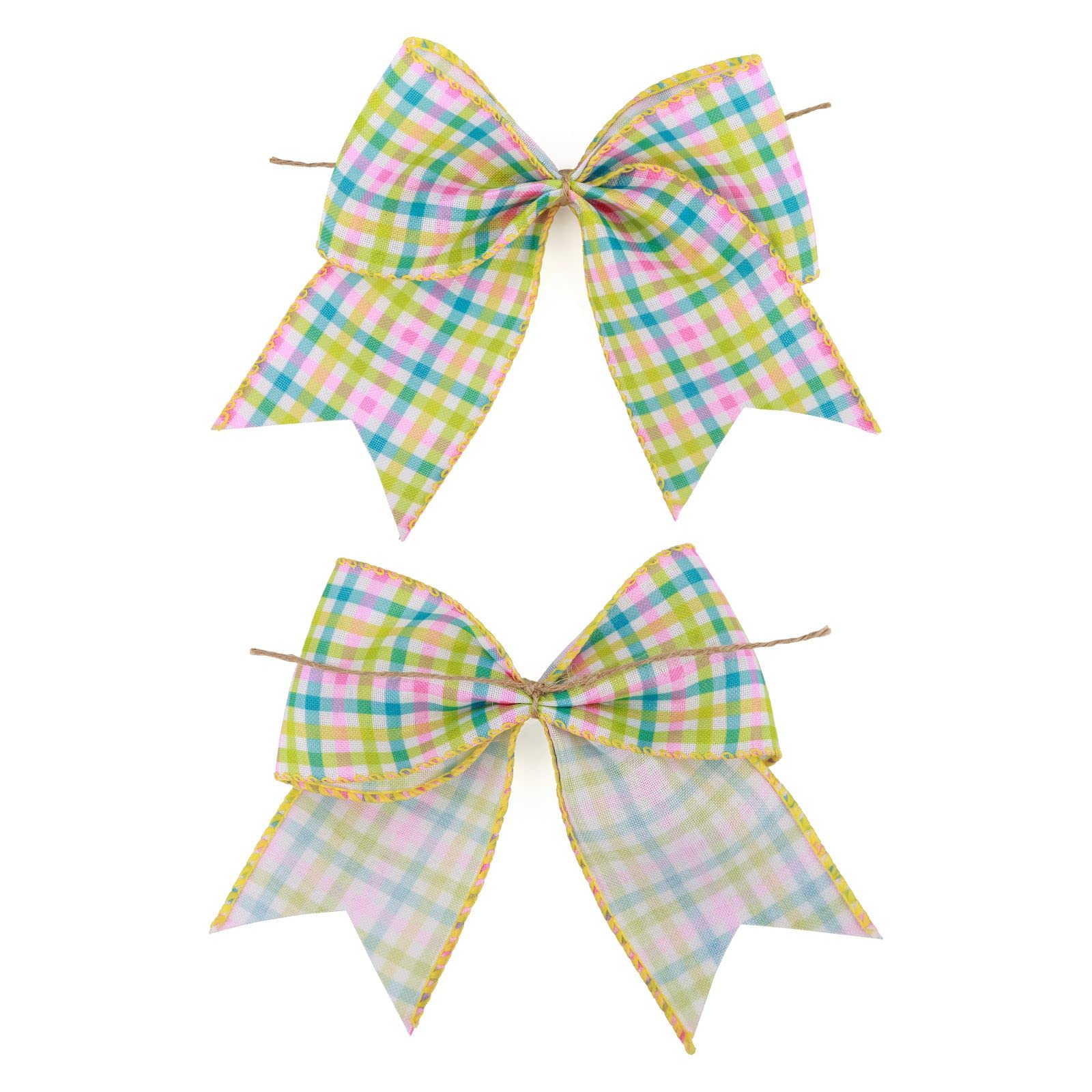 Meseey 12 Pcs 6 Inch Easter Burlap Bows Spring Bunny Bow For Gift Wrapping Tree Topper Front Door Party Home Decorations (Easter