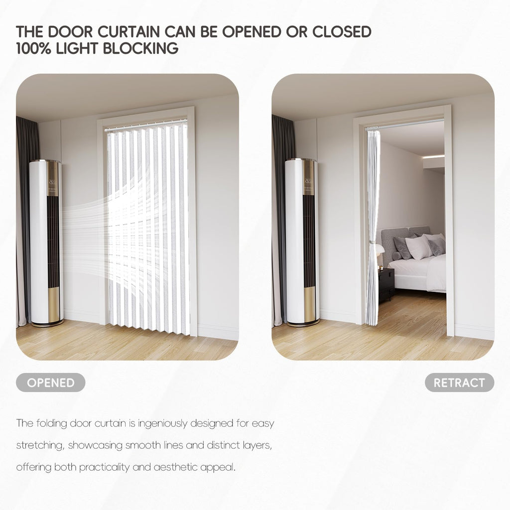 Jilron 100% Blackout Fabric Folding Door Curtain With Magnetic Closure - Accordion Style For Sliding Doors, Closets,Wardrobe And