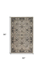 HomeRoots 511274 8 x 11 ft. Gray Ivory & Taupe Wool Floral Hand Tufted Handmade Stain Resistant Rectangle Area Rug