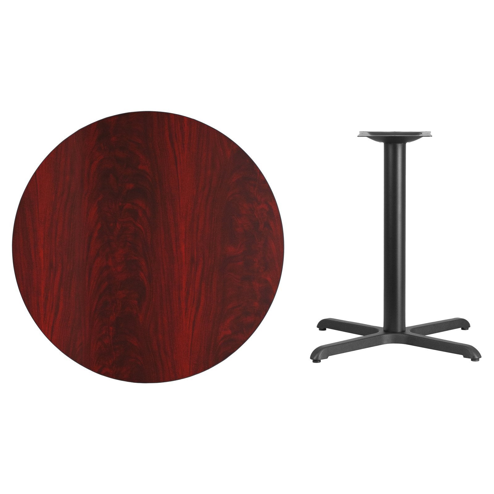 Flash Furniture Graniss 36'' Round Natural Laminate Table Top with 30'' x 30'' Table Height Base