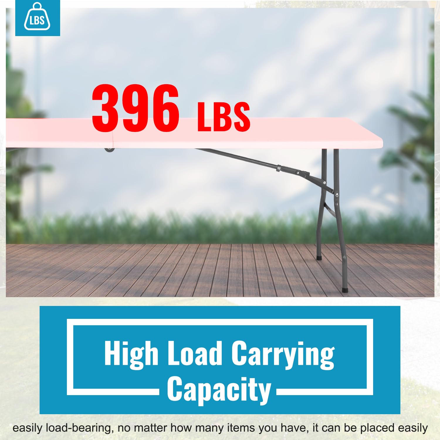 Paylesshere Folding Tables Plastic 8Ft Half Portable Foldable Table For For Parties Wedding Bbq Camping, White 8 Ft