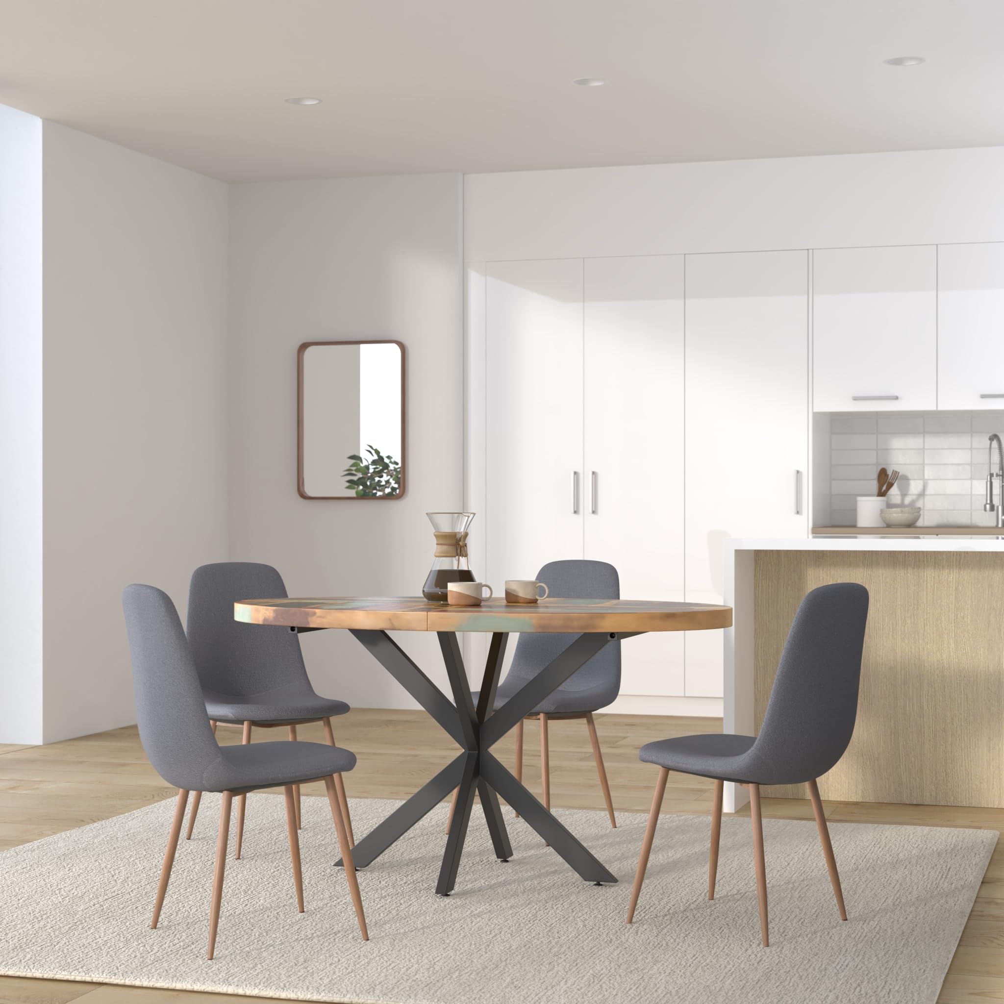 vidaXL Rectangular Dining Table in Solid Reclaimed Wood with Powder-Coated Steel Support - Handcrafted Design - Distinctive Wood Grains - Indoor Use