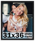 31x36 Frame Black Picture Frame - Complete Modern Photo Frame Includes UV Acrylic Shatter Guard Front, Acid Free Foam Backing Bo