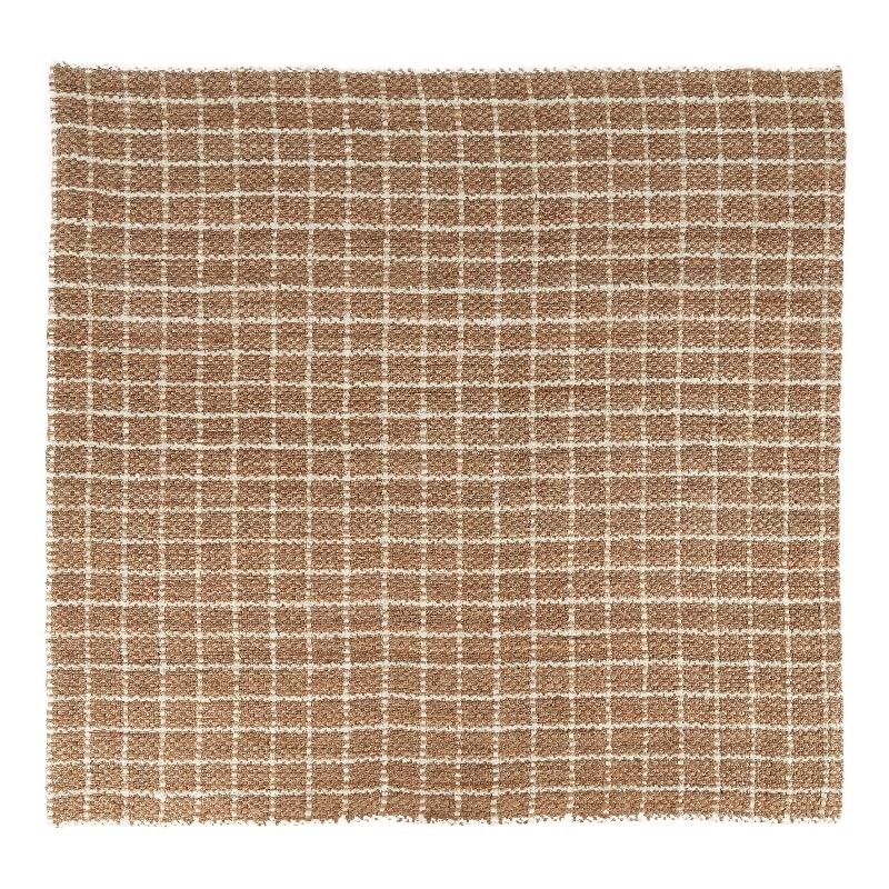 Kosas Home Windowpane 96 x 96 Checkered Jute Fabric Area Rug in Ivory/Natural