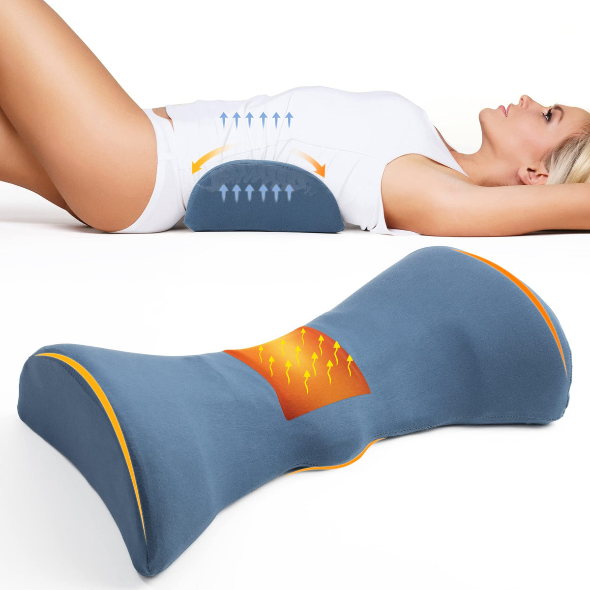 Cozyhealth Lumbar Support Pillow For Sleeping, Heated Lumbar Pillow With Graphene Heating For Lower Back Pain Relief, Memory Foa