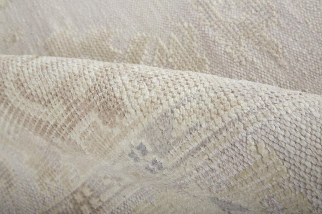 HomeRoots 515007 8 x 10 ft. Tan Ivory & Orange Floral Hand Knotted Stain Resistant Rectangle Area Rug