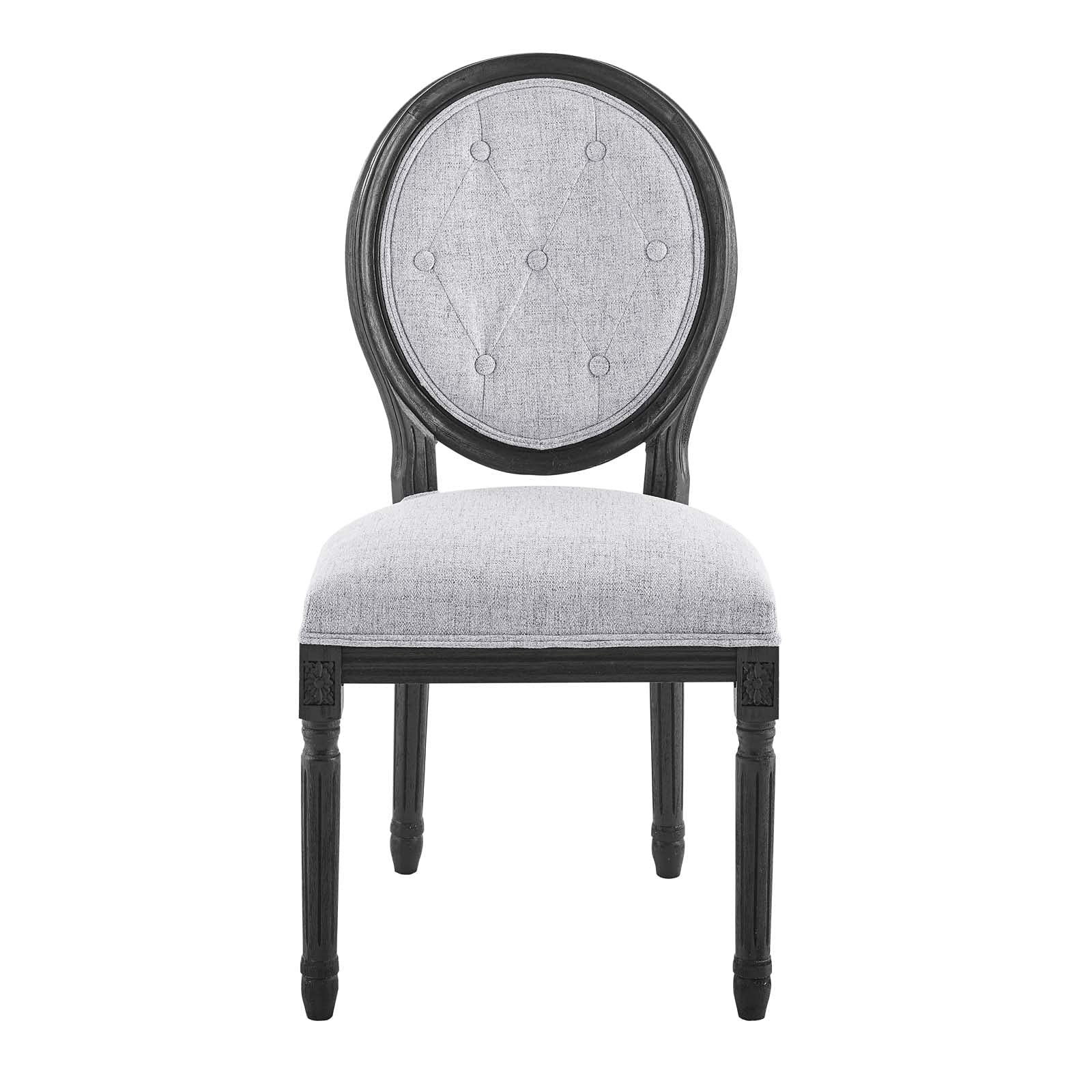 Modway Arise French Vintage Upholstered Fabric Dining Chair in Black Light Gray