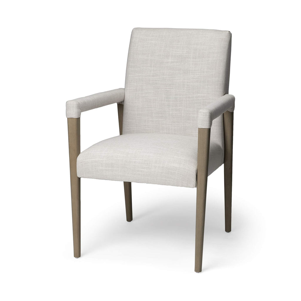 HomeRoots Cream Fabric Wrap with Brown Wood Frame Dining Chair