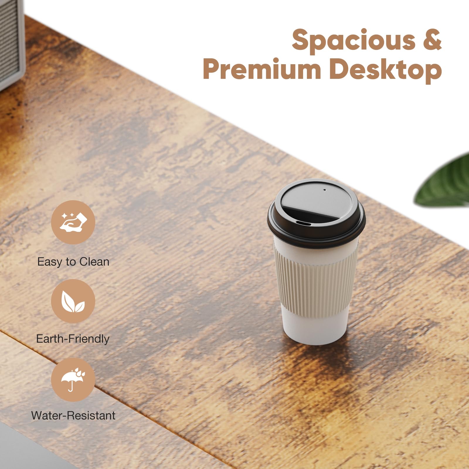 Sweetcrispy Small Computer Desk With Drawers 40 Inch Office Writing Work Kids Study 2-Tier Wood Corner Table With Storage Drawers Shelf For Bedroom Home Office - Rustic Brown