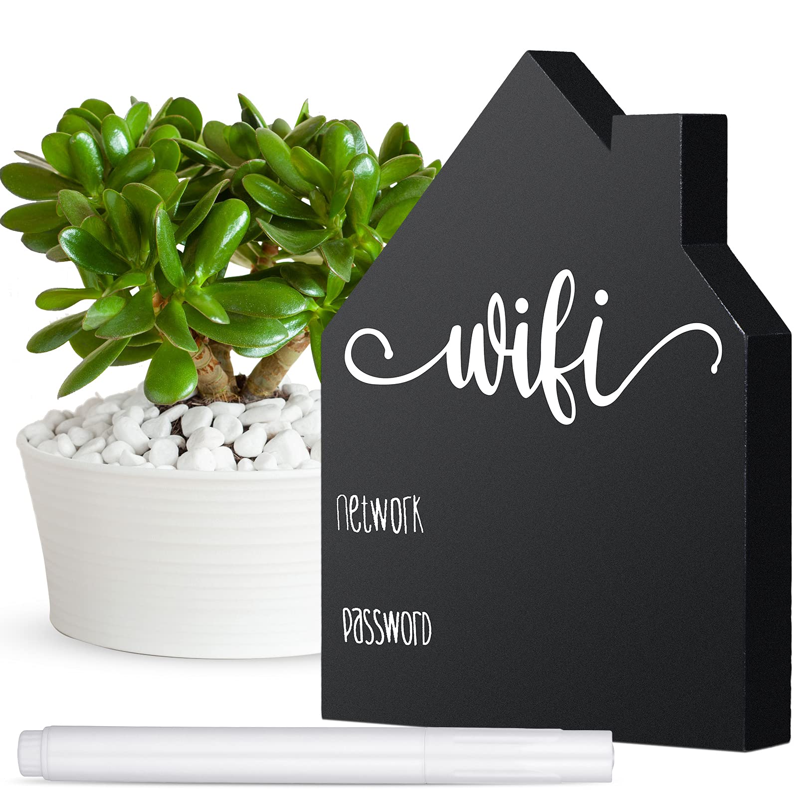 Password Sign Wooden Table Sign Freestanding Sign With Board Erasable Pen Chalkboard Style Freestanding Sign For Home Business C