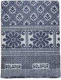 A K Textiles Solapur Chaddar Cotton Blanket, 5 X 7.5Ft, Blue, Durable