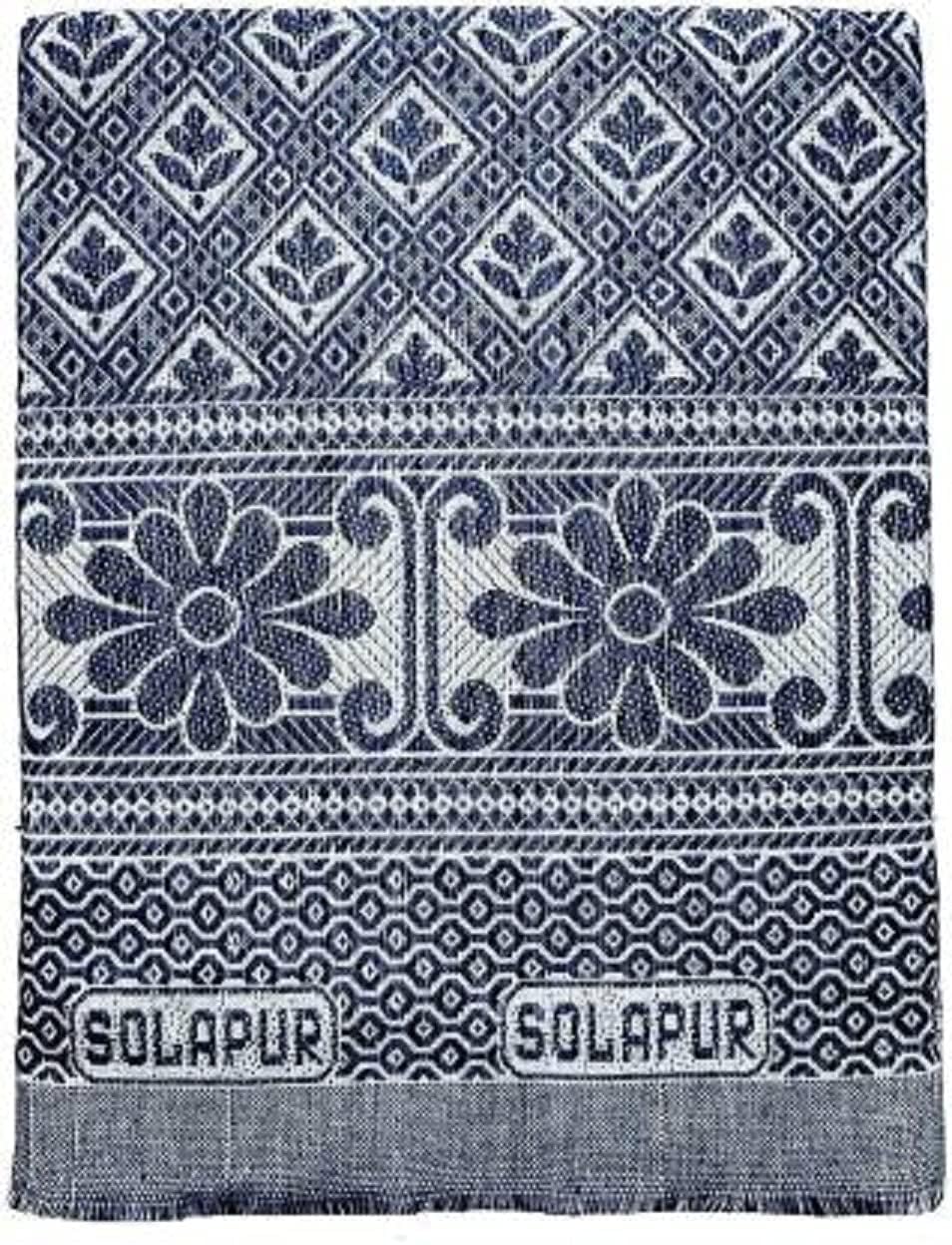 A K Textiles Solapur Chaddar Cotton Blanket, 5 X 7.5Ft, Blue, Durable