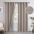 Youngstex Burlap Linen Blackout Curtains 84 Inches Length, Full Room Darkening Grommet Textured Window Drapes For Bedroom Farmho