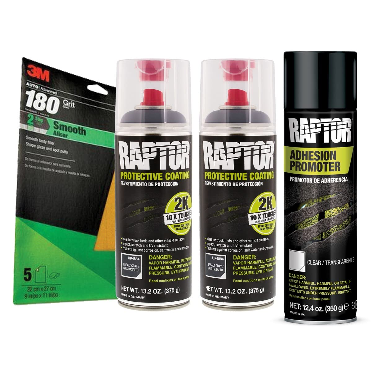 Raptor 2K Basalt Gray Truck Bedliner Flexible Plastic Aerosol Kit (26.4 ...