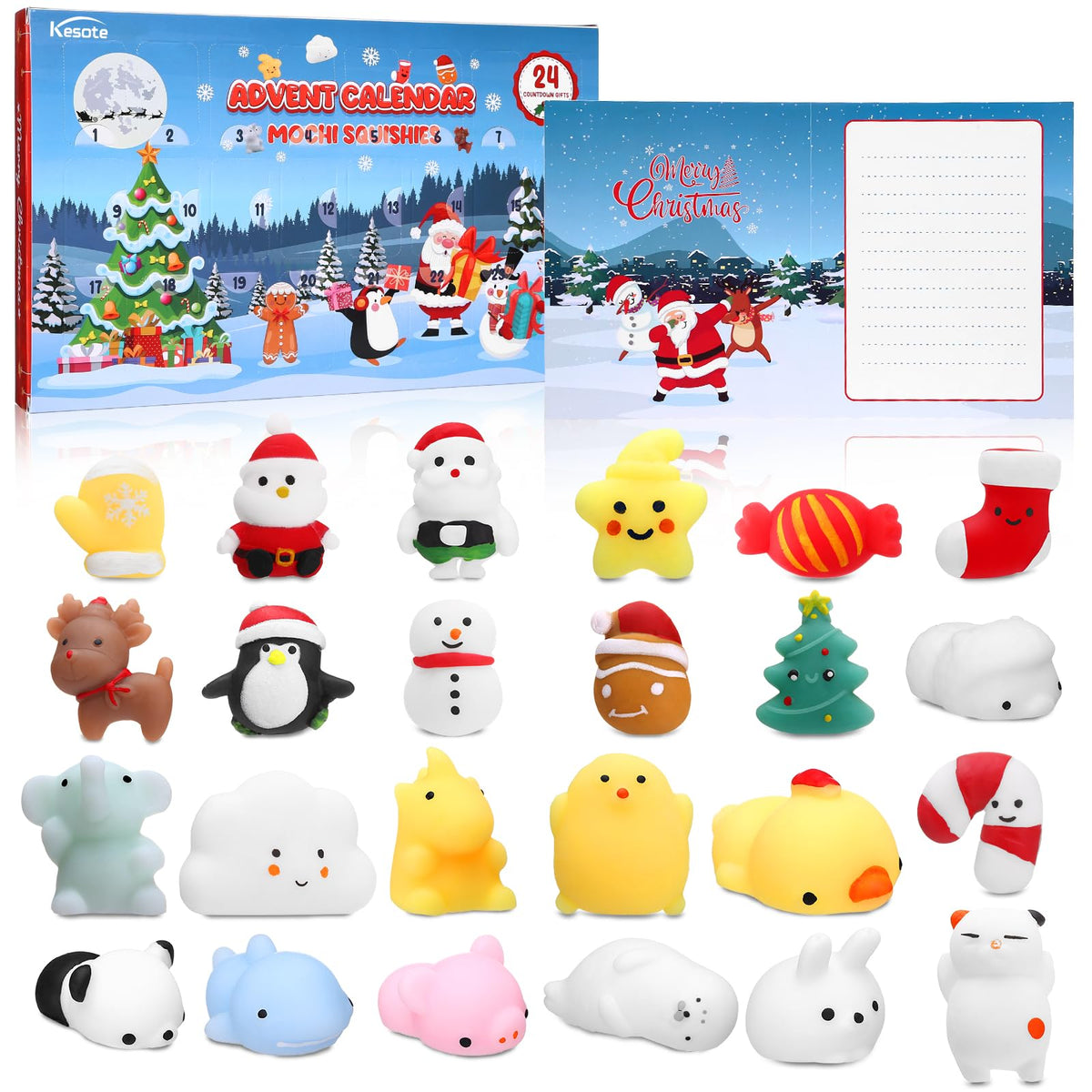 KESOTE Mochi Squishy Christmas Advent Calendar 2024 for Kids, 24 Days Countdown Calendar Toys for Kids Girls Boys Toddlers