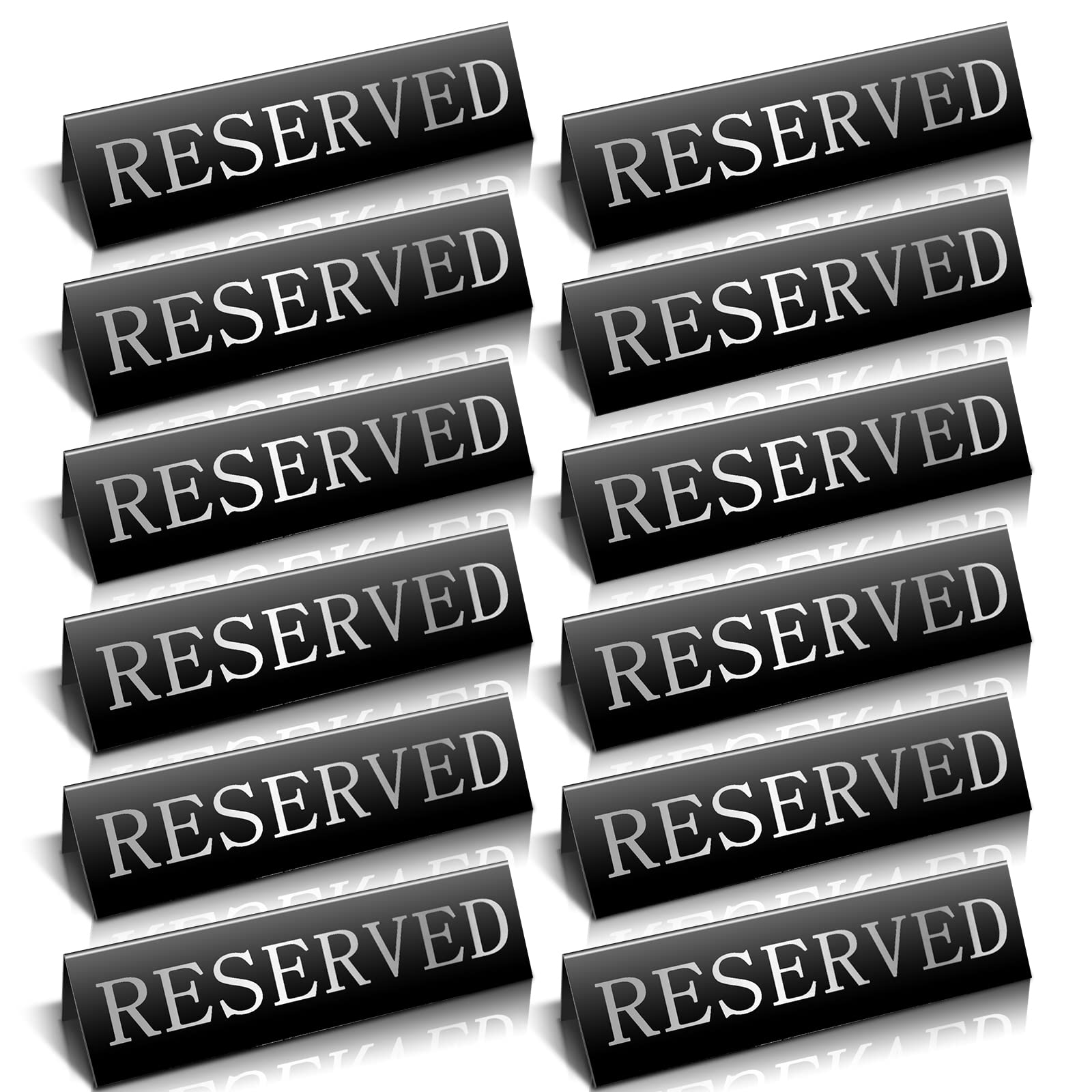Peryiter 12 Pcs Table Top Reserved Sign Metal Reserved Table Tent Signs Double Sided Guest Reservation Seat Indicators for Weddi