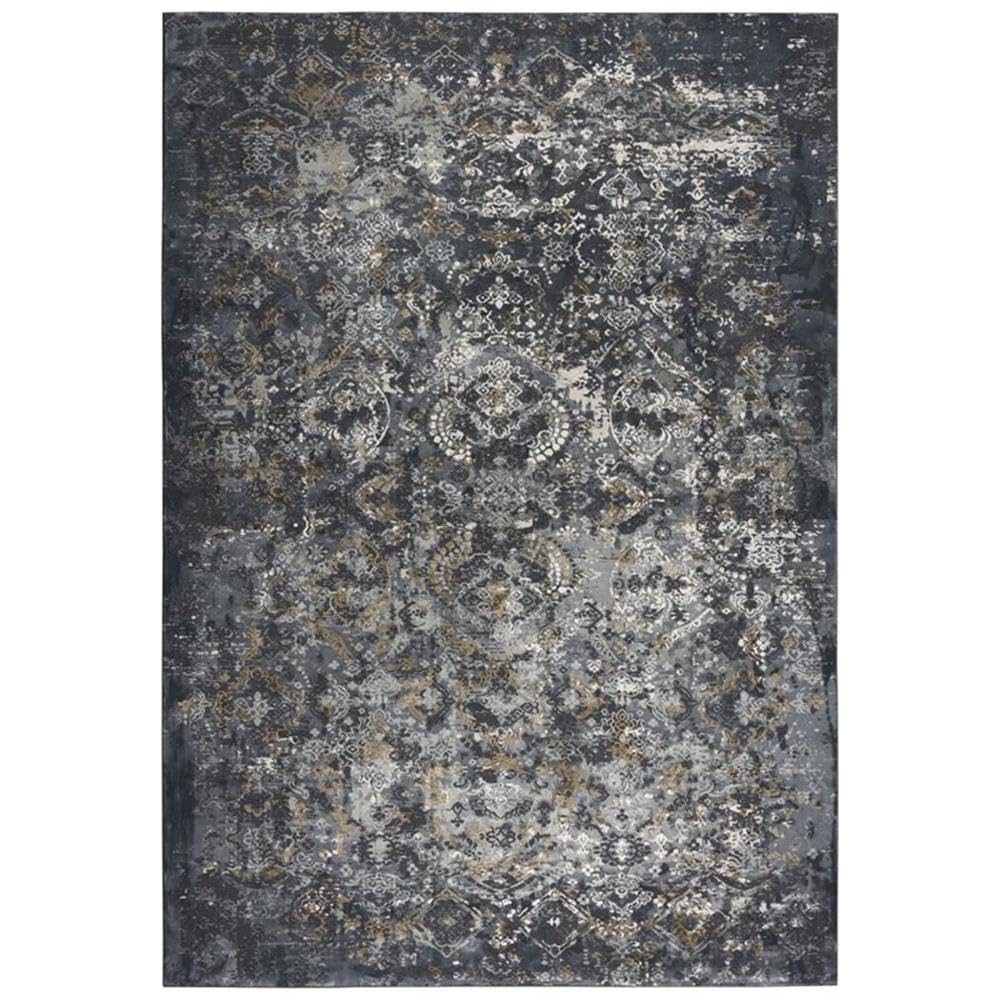 Spring 5'3&quot; X 7'6&quot; Abstract Gray/Dk. Gray/Gray/Brown/Black Power-Loom Area Rug