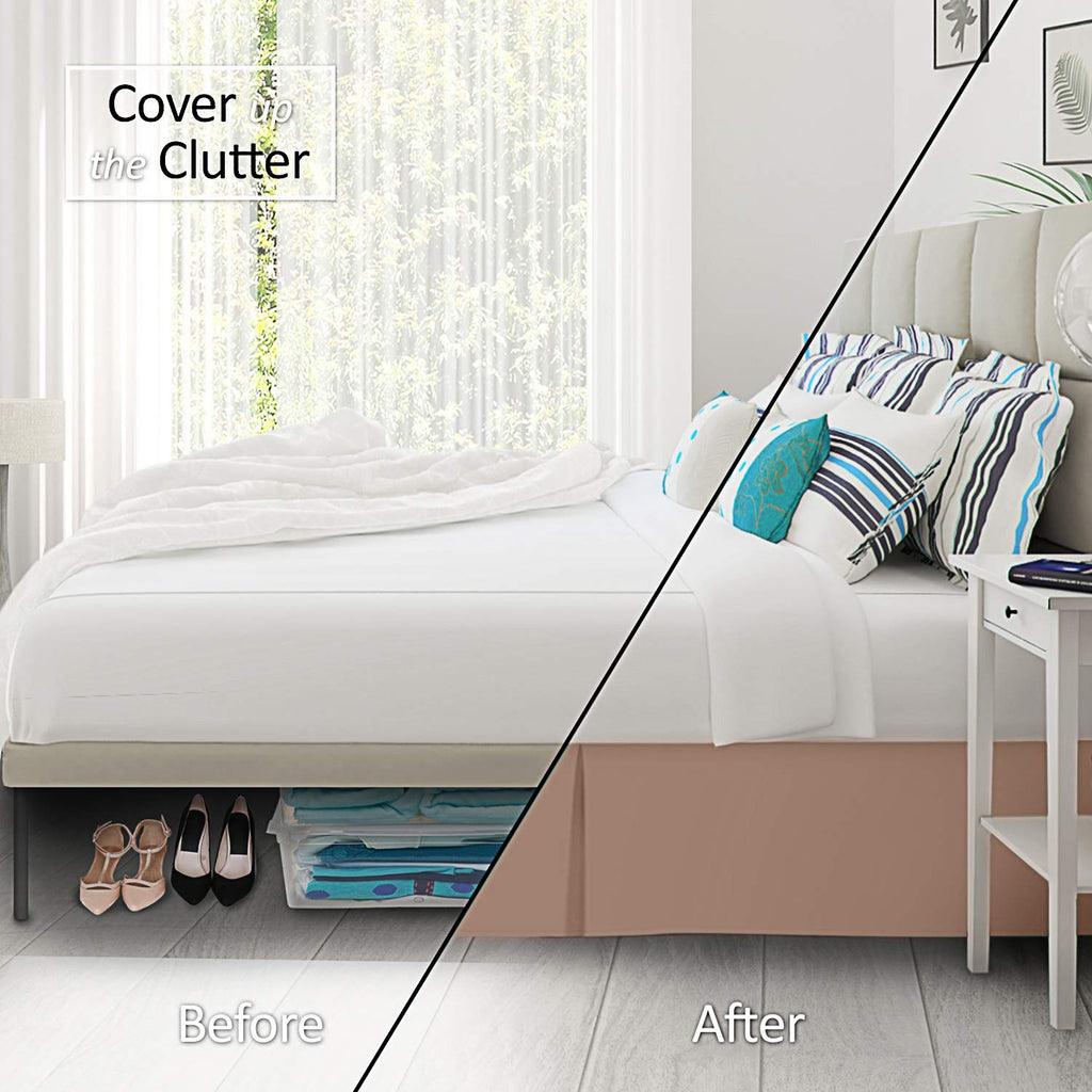 Nestl Taupe Full Bed Skirt - Full Size Bed Skirt 14 Inch Drop - Brushed Microfiber Bed Skirts - Hotel Quality Pleated Bed Skirt - Shrinkage & Fade Resistant