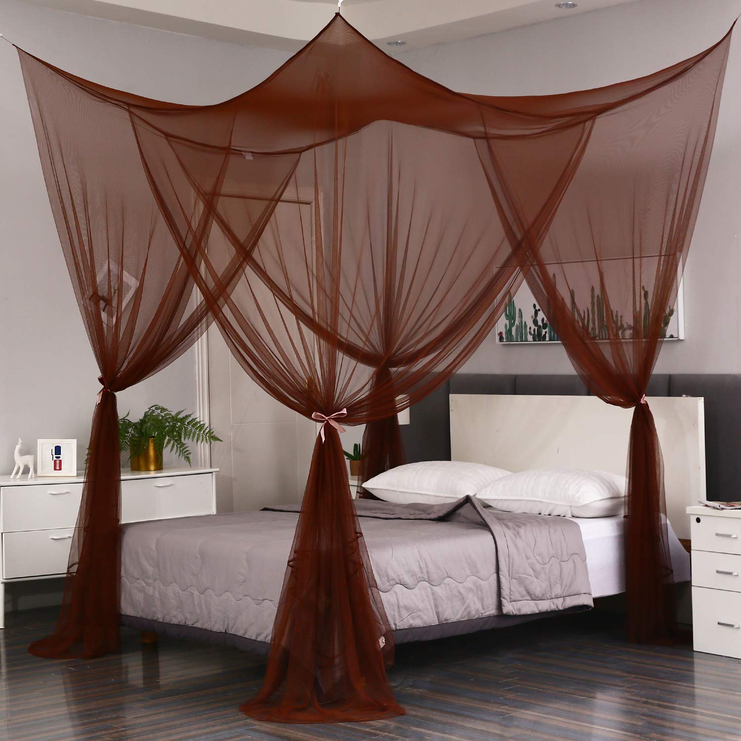 Mengersi Elegant Canopy Bed Curtains For Full Queen King Size Bed,Bed Canopy Mosquito Net Suitable For Indoor Outdoor Net (87X79