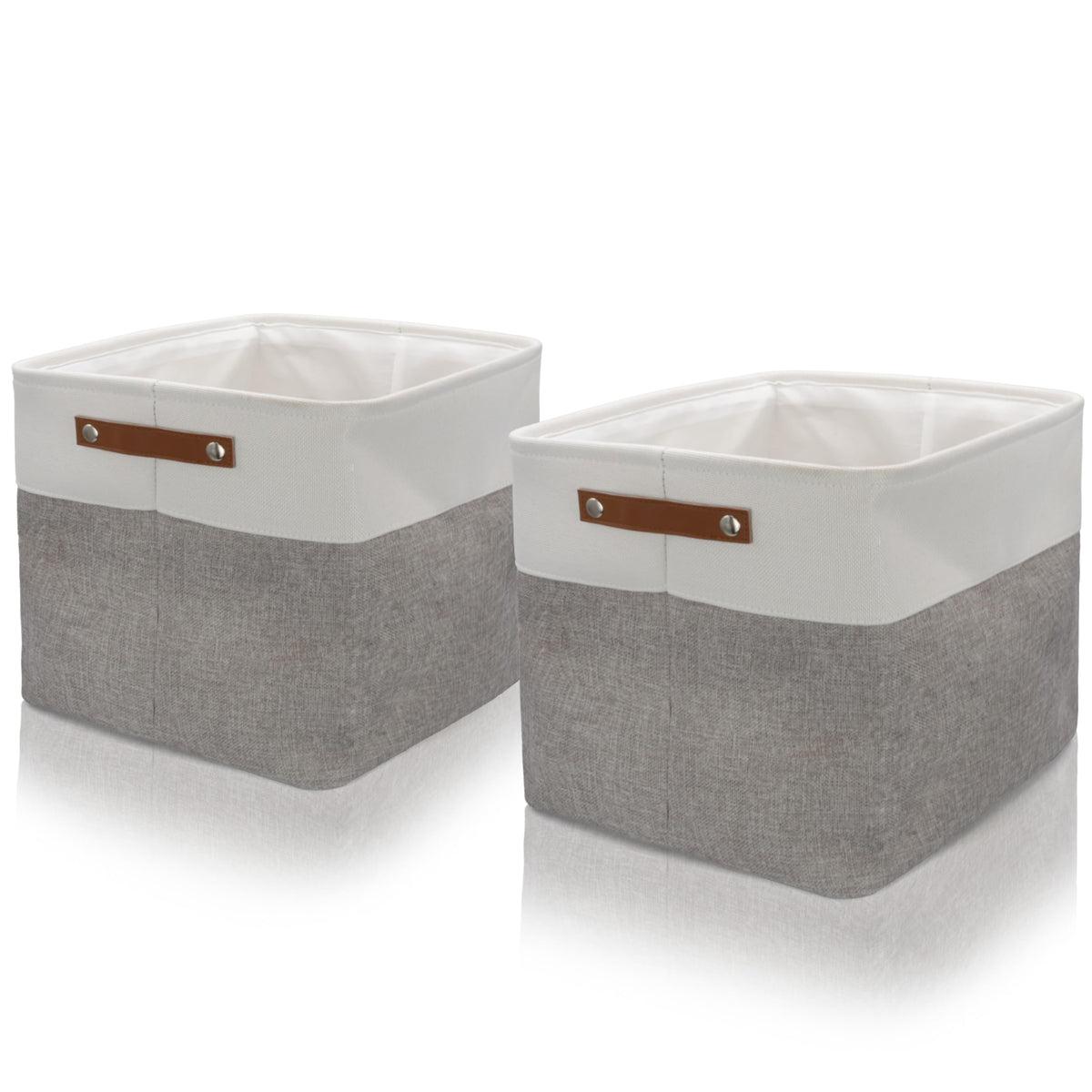 BROOKSTONE, 2 Pack Storage Bins with Handle, Multipurpose Storage Basket for Home Organization, Declutter & Space Saving  Colla