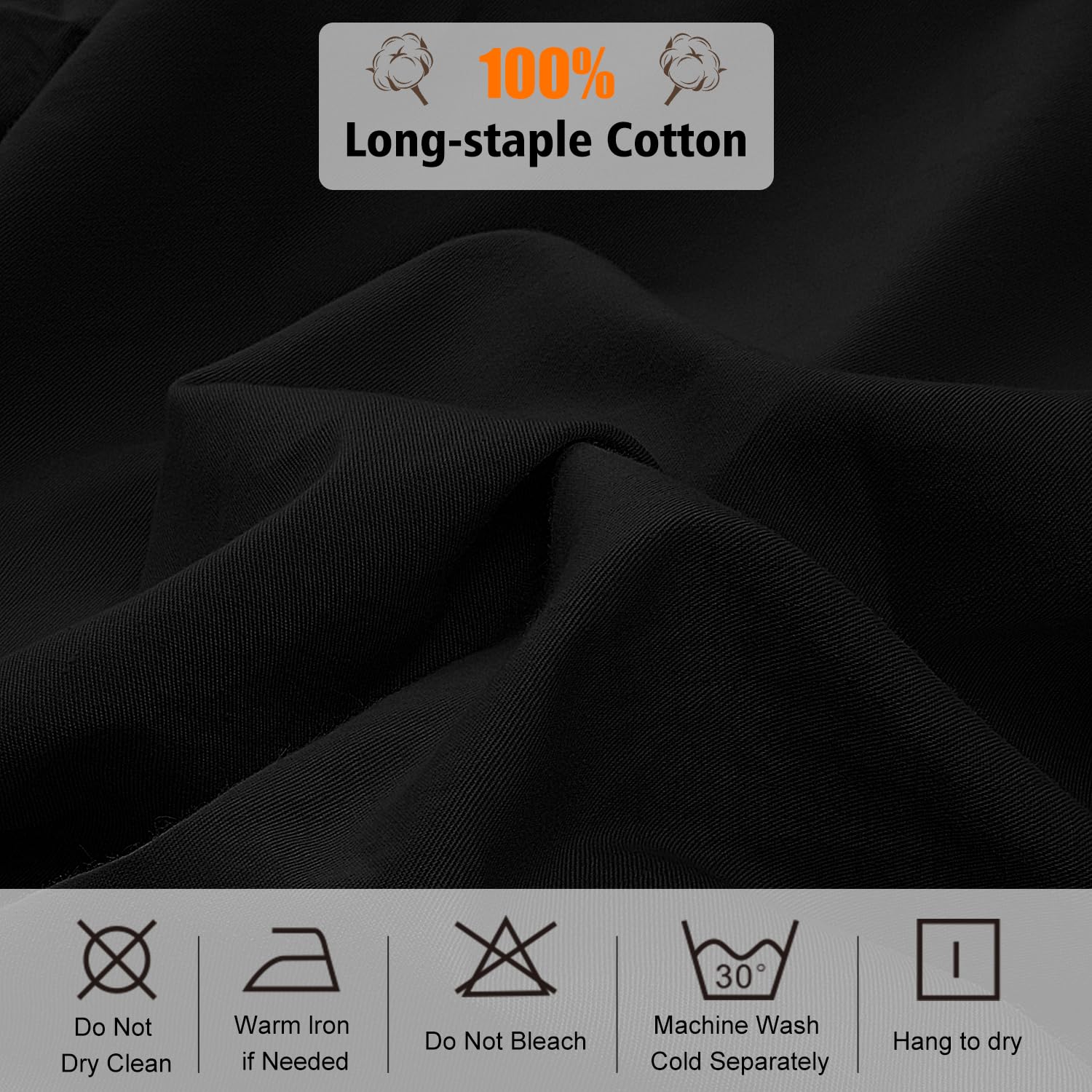 Lirex Fitted Sheet, Twin Xl Size 100% Egyptian Cotton 300 Thread Count Soft Breathable Fitted Sheet, 100X190Cm, Black