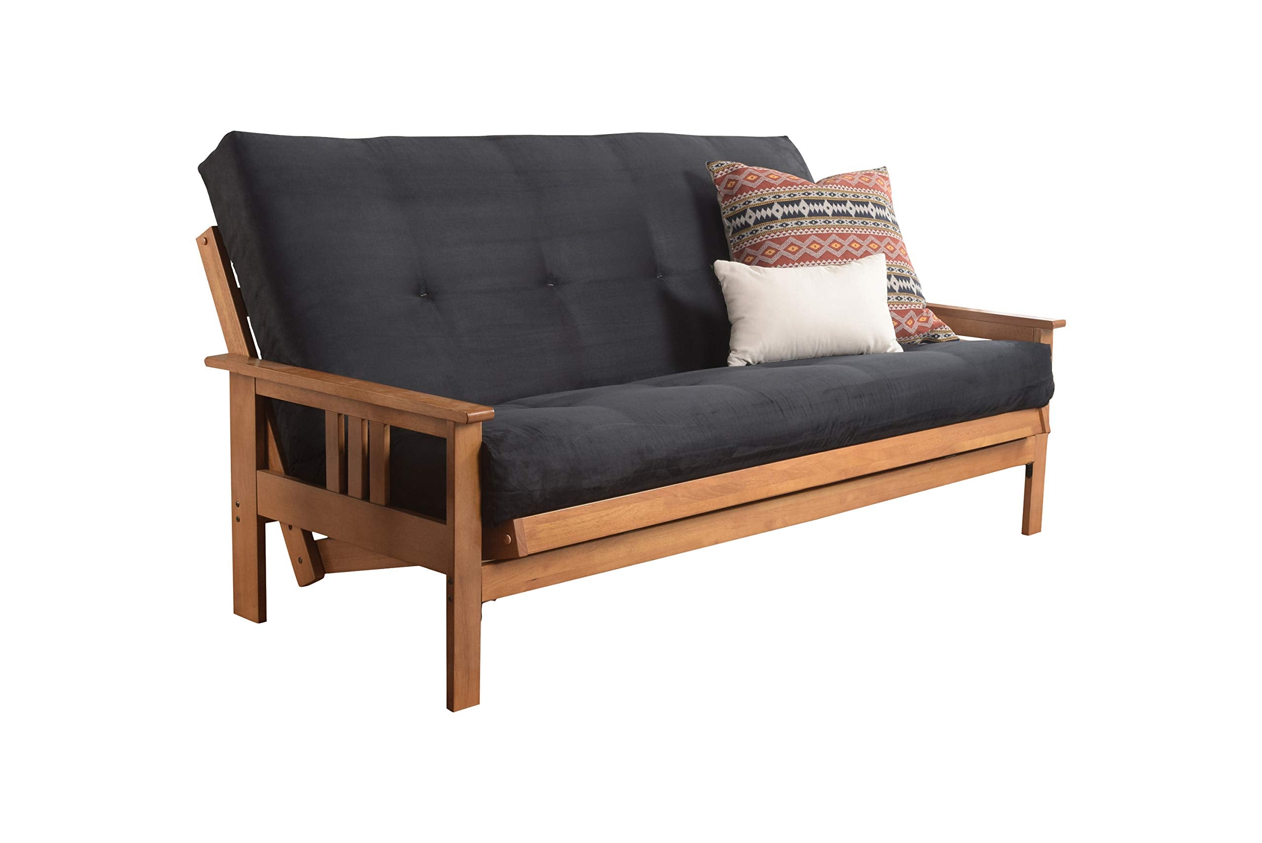 Kodiak Furniture Monterey Futon Set, No Drawers, With Butternut Base And Suede Black Mattress