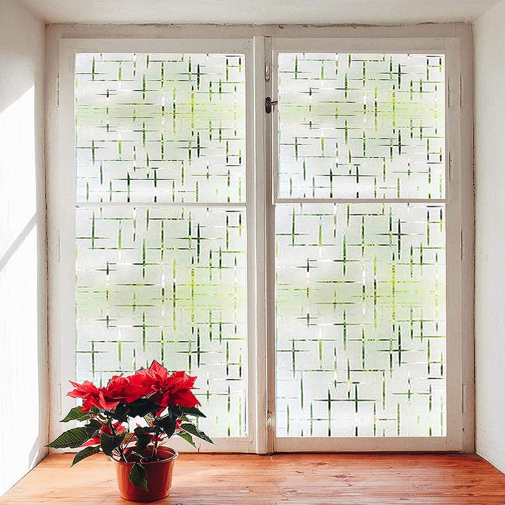 Finnez Frosted Window Film Non-Adhesive, Frosting Privacy Film For Glass Windows, Self Static-Cling Decorative Window Cling For