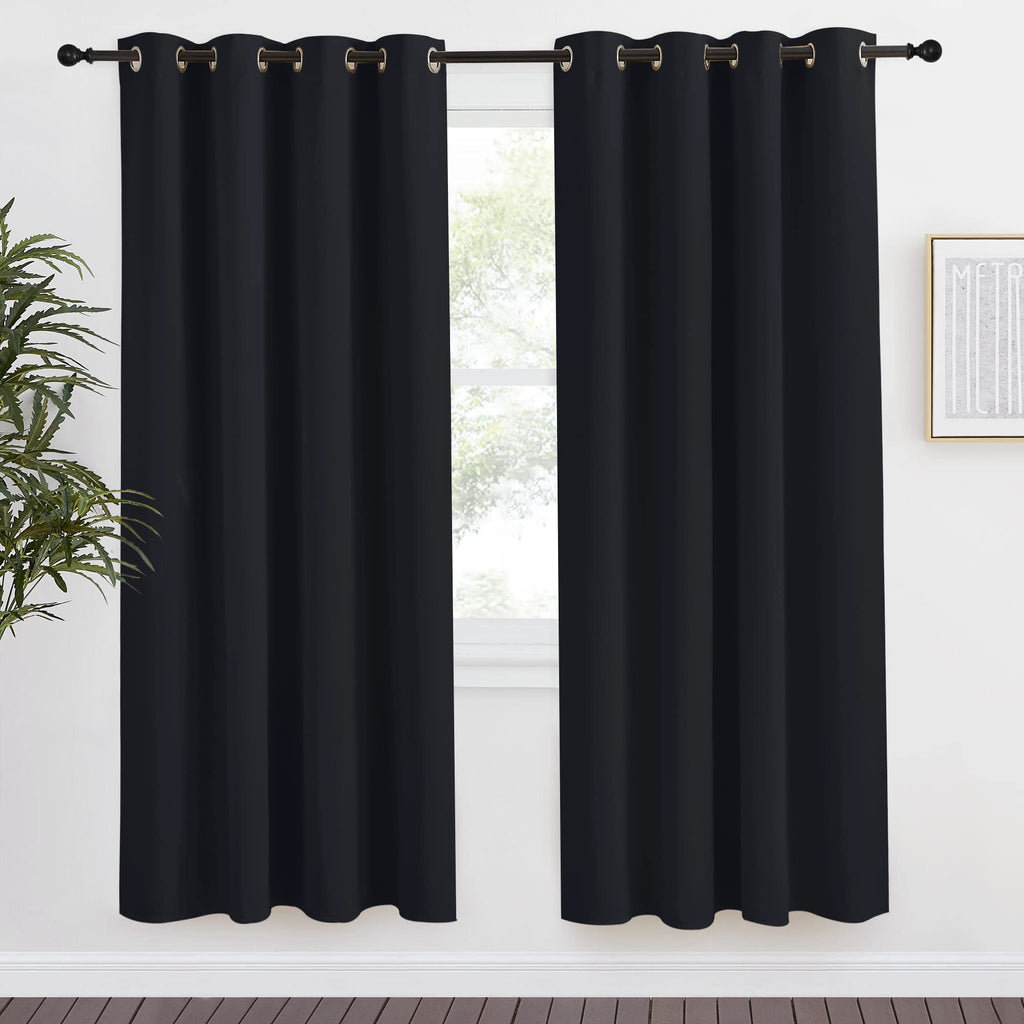NICETOWN Halloween Black Blackout Curtain 78 inch Length, W55 x L78 Inch, 8 Grommets Top, 1 Piece, Thermal Insulated Modern Wind