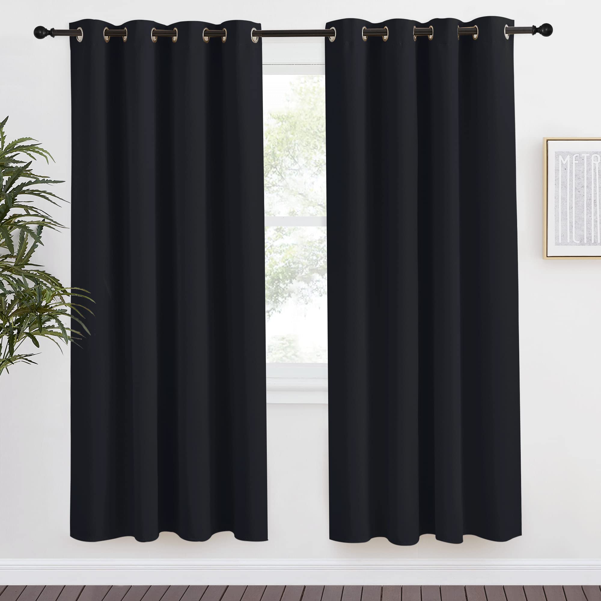 NICETOWN Halloween Black Blackout Curtain 78 inch Length, W55 x L78 Inch, 8 Grommets Top, 1 Piece, Thermal Insulated Modern Wind