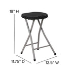 Flash Furniture Micah Foldable Stool with Black Plastic Seat and Titanium Gray Frame