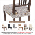 Searchi Stretch Dining Chair Seat Covers Set Of 4, Soft Removable Washable Seat Covers For Dining Chairs, Dining Room Seat Cover Slipcover Protector (Rear-Covered, Orange Brown Flower)