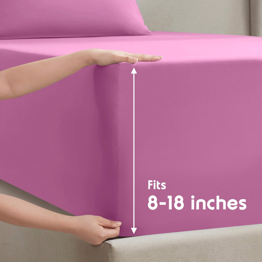Nestl Full Xl Size Sheet Sets - 4 Piece Full Xl Size Sheets, Deep Pocket, Hotel Luxury, Extra Soft, Breathable And Cooling, Light Pink Bed Sheets For Full Xl Size Mattress
